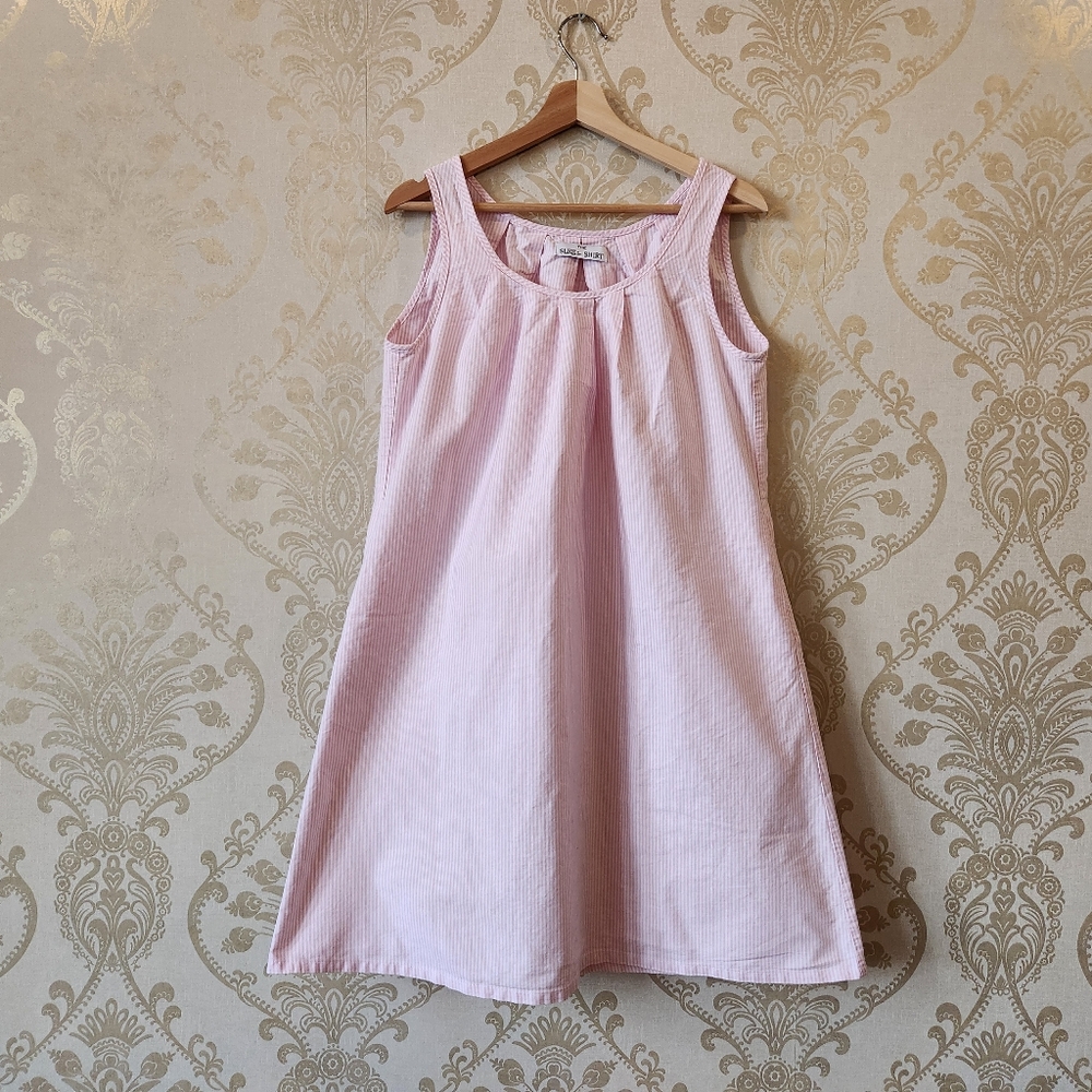 The Sleep Shirt A-Line Nightie in Pink Oxford Stripe
